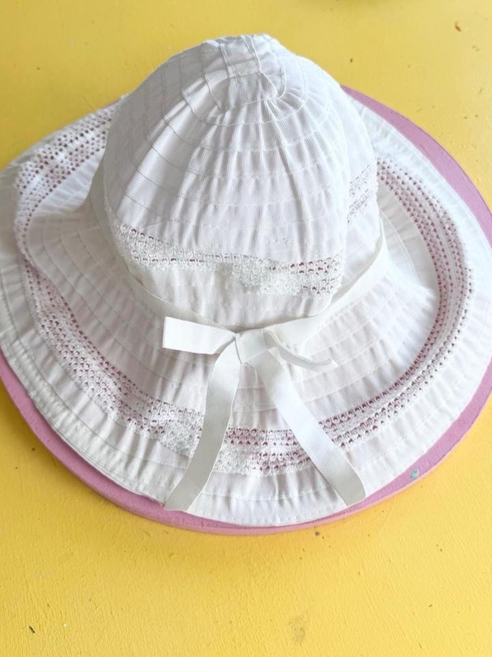 vintage coquette white lace bow sun hat